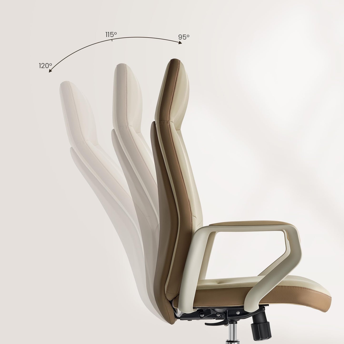 EUREKA ERGONOMIC Clara Executive Office Chair, Modern Leather Desk Chair with Back Support, Big and Tall Home Office Chair with 3-Position Recline Lock, Beige Brown