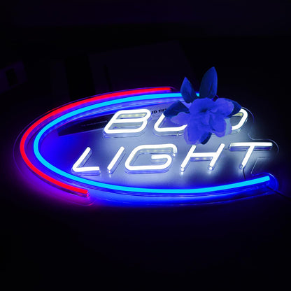 JFLLamp Crs LIGHT Neon Signs for Wall Decor Neon Lights for Bedroom Led Signs Suitable for Man Cave Bar Pub Restaurant Christmas Birthday Party Gift Led Art Wall Decorative Crs Light Bar Sign, 5V Usb Power, 17*11 Inch(Azure+red+white）