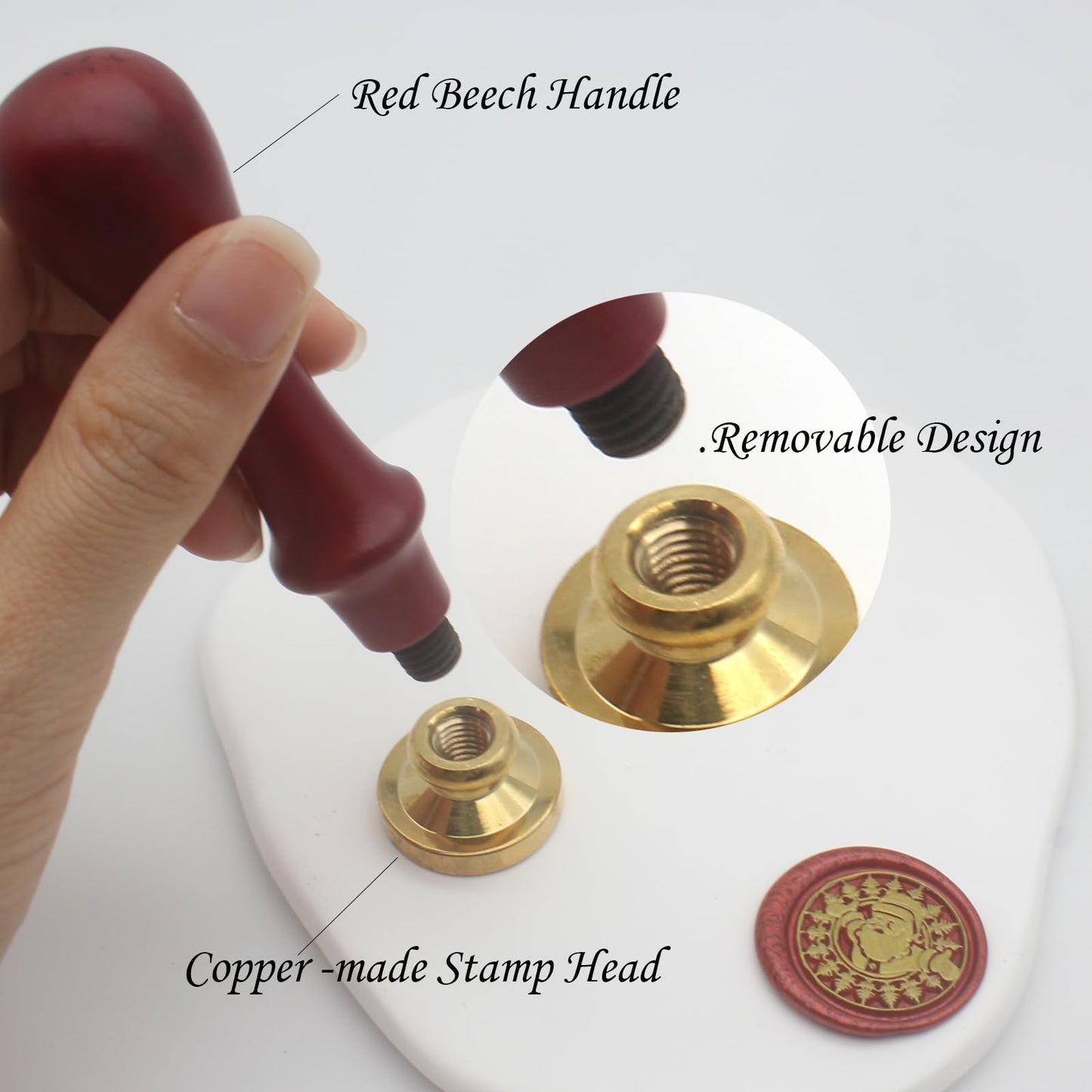 Wax Seal Stamp Kit, 6 Pcs Wax Seal Stamp Head 1 Wooden Hilt Letter Wax Seal Kit, Sealing Wax Stamp Seal Set Include Lily/Daisy/Mushroom/Oval Blank Envelope Sealing Wax Stamps for Wedding Invitation