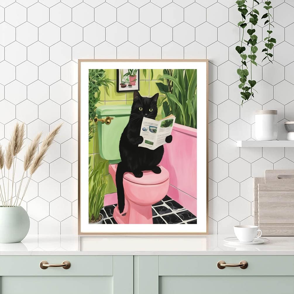 MIRCVSH Black Cat Paint by Numbers for Adults with Framed Canvas-with Wooden Easel,Paint by Number on Canvas,DIY Acrylic Oil Painting Kits with Brushes Nice Gift Box for Home Wall Decor(12x16 Inch)