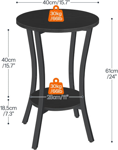 2-Tier BB180BZ01 HOOBRO Round Side Table, Sofa End Table, Small Storage Nightstand, for Small Spaces, Living Room