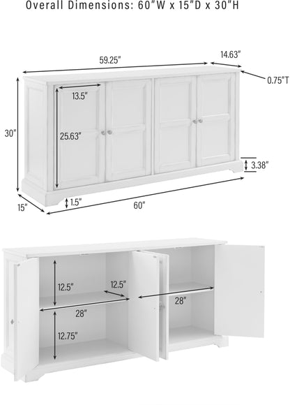 Crosley Furniture Holbrook Traditional Sideboard Buffet Cabinet, Kitchen Storage, Living Room TV Stand, Distressed Seafoam Blue