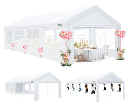 COBIZI 10x30 Party Tent Heavy Duty, Large Outdoor Wedding Tents for Parties with 8 Sidewalls & Built-in Sandbags,Waterproof Event Canopy Gazebo Commercial Tent for Carport,Camping,Patio,Windproof