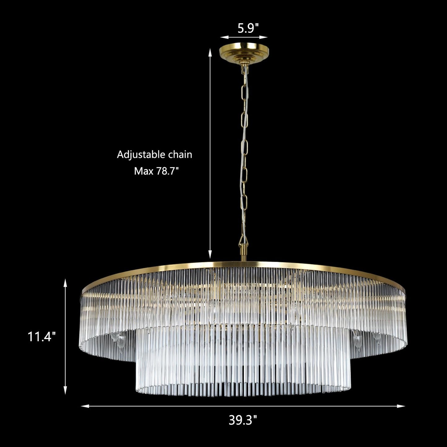 Akeelighting Modern Glass Chandelier Lighting Brass Chandeliers for High Ceiling Entryway Foyer Large Glass Hanging Light Fixture Grand Living Room Hall 39"