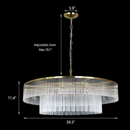 Akeelighting Modern Glass Chandelier Lighting Brass Chandeliers for High Ceiling Entryway Foyer Large Glass Hanging Light Fixture Grand Living Room Hall 39"
