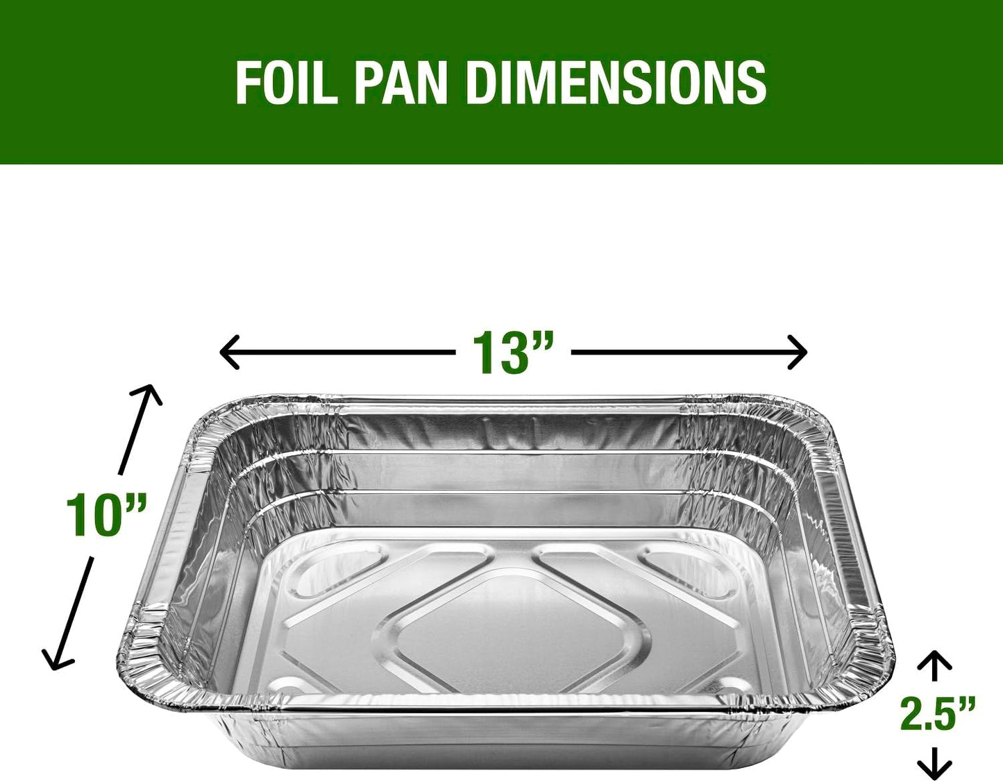 Green Direct Disposable Aluminum Foil Baking Pans with Lids - Half Size (9 x 13 inch) - Pack of 10