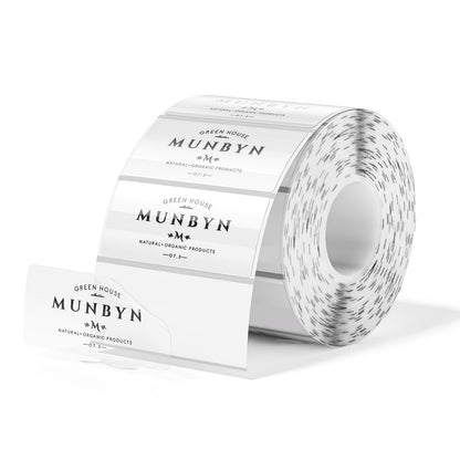 MUNBYN Clear Thermal Labels, 2.25 x 1.25 Inches, Printable Transparent Stickers for Small Businesses, DIY Logo Design, Multipurpose Waterproof Label Roll, 500 Labels/Roll