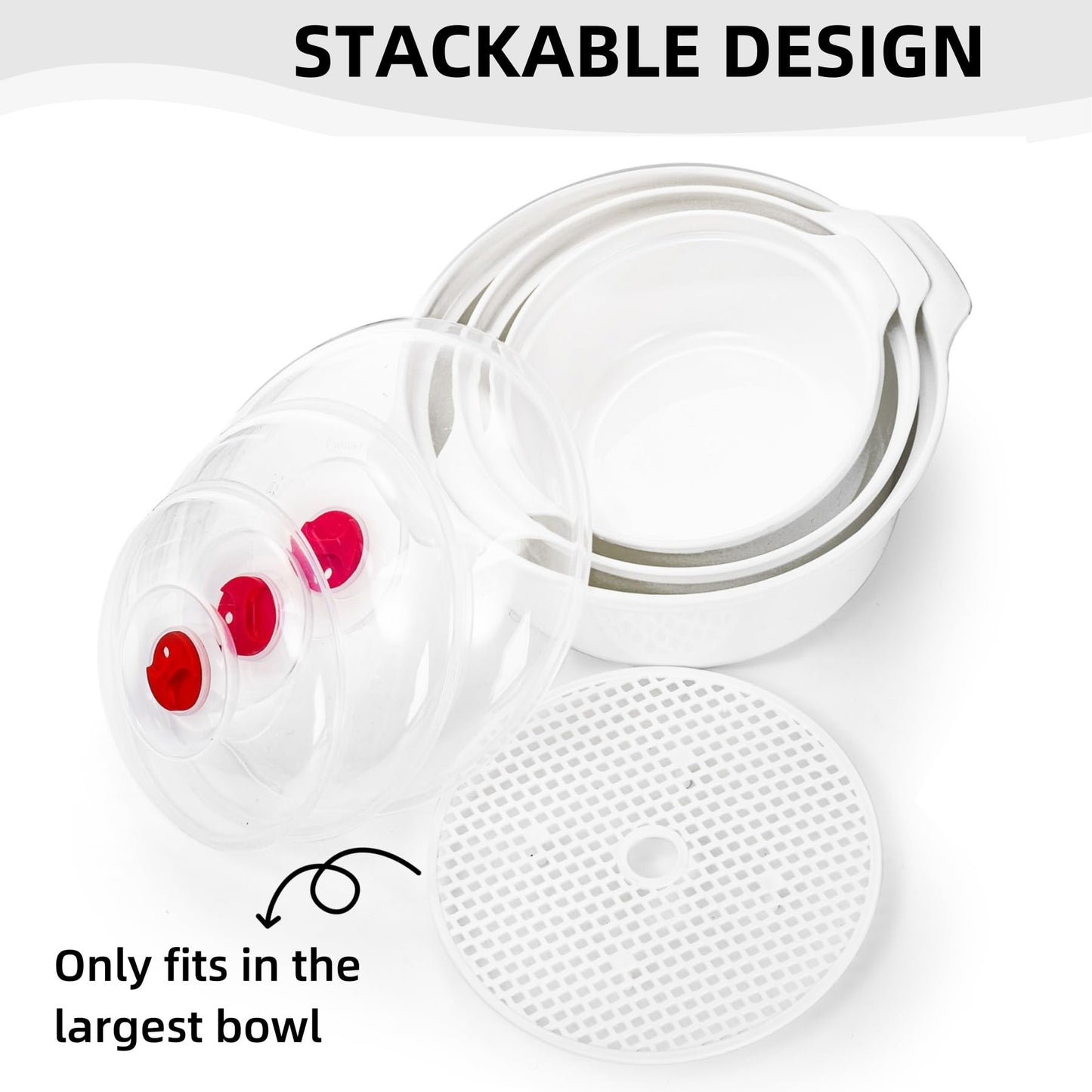 WRINGKIT 3 Pack Microwave Bowls with Lid, BPA-free Ramen Cooker Soup Containers with Steamer, Mixing Serving Bowls Food Storage Cookware for Kitchen, Office, College Dorm