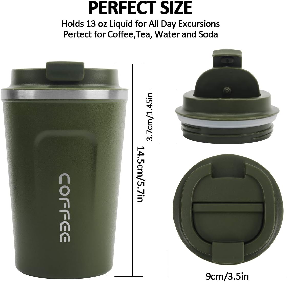 12 oz CS COSDDI Stainless Steel Vacuum Insulated Tumbler - Coffee Travel Mug Spill Proof with Lid - coffee Cup for Keep