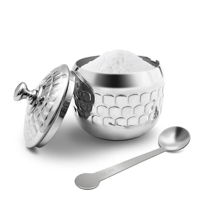 XHKDSYMC Stainless Steel Sugar Bowl Coffee Seasoning Jar Condiment Pot Spice Container Canister Cruet with Lid and Spoon