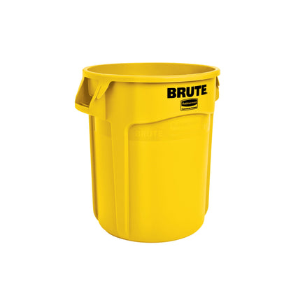 Rubbermaid Commercial Products BRUTE Heavy-Duty Round Trash/Garbage Can, 10-Gallon, Yellow, Outdoor Waste Container for Landscapers/Construction/Restaurants/Back of House/Offices/Warehouses