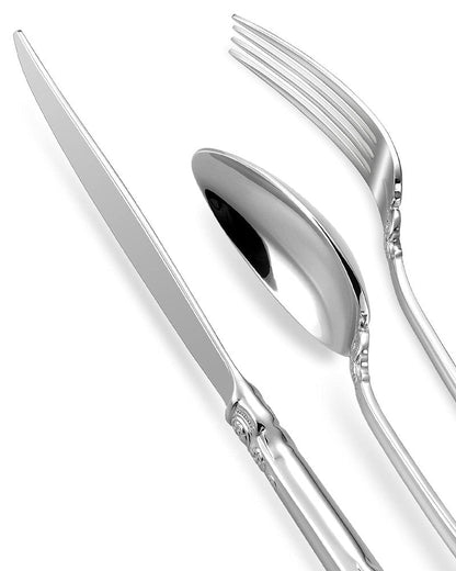 KEAWELL Luxury 20 Pieces 18/10 Stainless Steel Flatware set, Service for 4, silver plated with gold accents, Fine Silverware set and Dishwasher Safe (Silver)