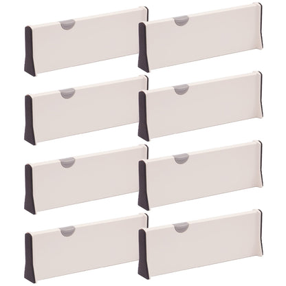 TENABORT Set of 8 Adjustable Drawer Dividers Organizer Separators Plastic Dresser Organizer for Bedroom, Bathroom, Closet, Office Desk, Kitchen Storage