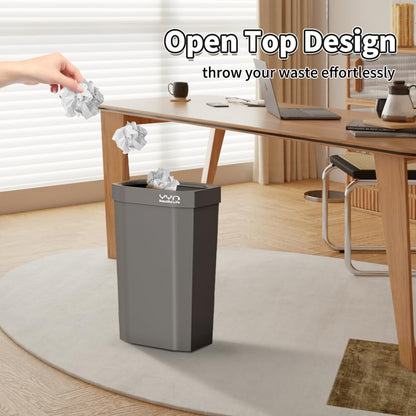 WDPUCHU 4 Gallon, Small Slim Garbage Can, Open Top Trash Can for Bathroom, Kitchen, Office, Bedroom, Living Room (Grey)