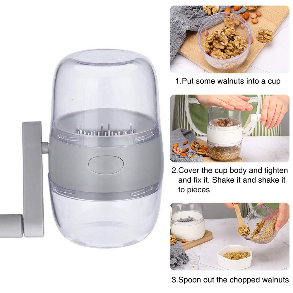 Food Chopper Nut Chopper Grinder Hand Crank For All Nuts Walnut Pecans, Kitchen MultiChopper Shredder For Making Toppings
