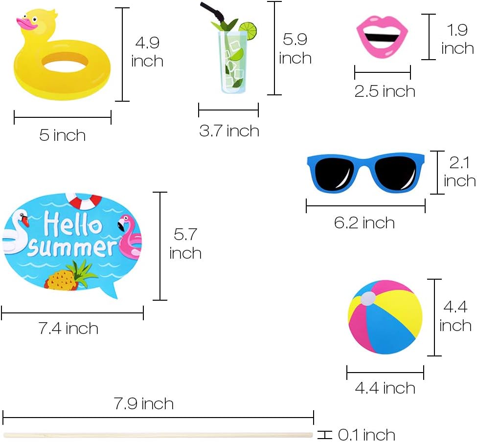 Pool Photo Booth Props for Beach Pool Party, Summer Party Favors, Baby Shower, Birthday, Hawaii