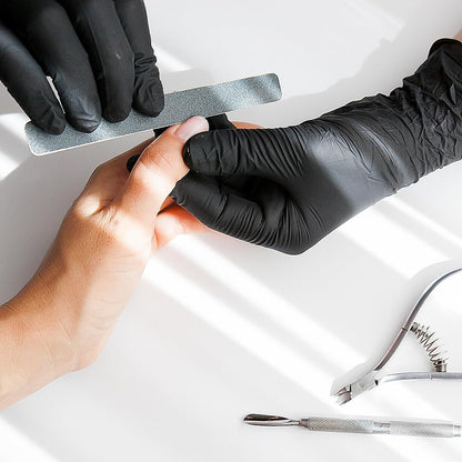 ForPro Professional Collection Disposable Nitrile Gloves, Chemical Resistant, Powder-Free, Latex-Free, Non-Sterile, Food Safe, 4 Mil, Black, Large, 100-Count