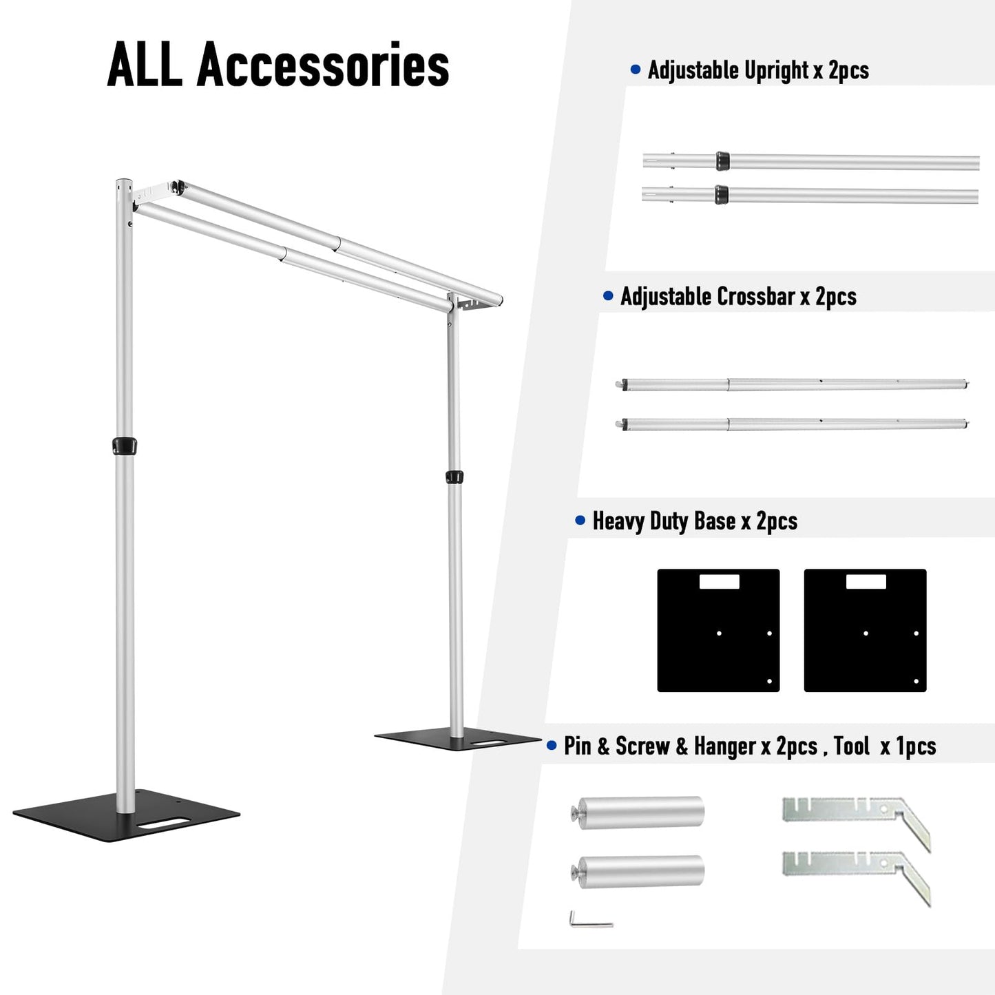 Hecis Heavy Duty Backdrop Stand,12x12ft Double Crossbar Pipe and Drape Stand, arch backdrop stand, Back Drop Stand for Party Event, Trade Shows & Wedding Decor