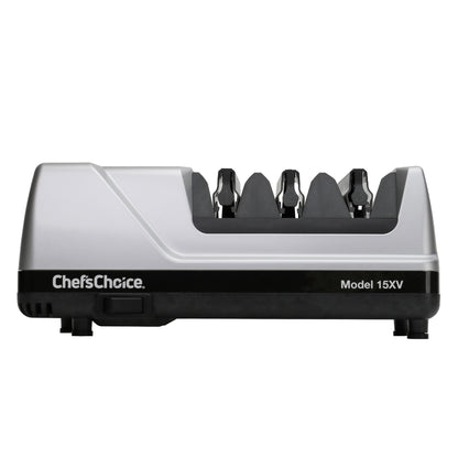Chef’sChoice 15XV EdgeSelect Professional Electric Knife Sharpener with 100-Percent Diamond Abrasives and Precision Angle Guides for Straight Edge and Serrated Knives, 3-Stage, Gray