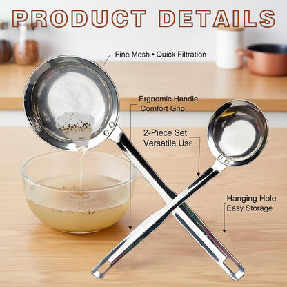 Fine Mesh Stainless Steel Colander，2025 Stainless Steel Filter,Durable Multi-Functional Kitchen Cooking Net Strainer (2-Piece Set),Strainers Fine Mesh，Profesional Stainless Strainer.