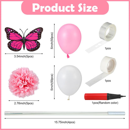 Gejoy 117 Pcs Memorial Grave Decorations for Mom Mini Balloon Arch Kit Artificial Cemetery Flowers Butterflies for Loss of Mother Father Veterans Gravestone Graveyard Outdoor(Pink, White)