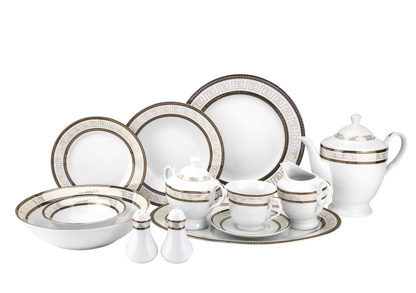 Euro Porcelain 57-pc Banquet Dinnerware Set, Luxury Tableware Dining Service for 8