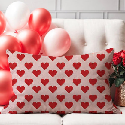 PANDICORN Valentines Day Pillow Covers 12X20 Inch Pink and Red Heart Love Valentine Decorations Outdoor Farmhouse Anniversary Romantic Lumbar Decorative Throw Pillow Cases for Couch Living Home Decor