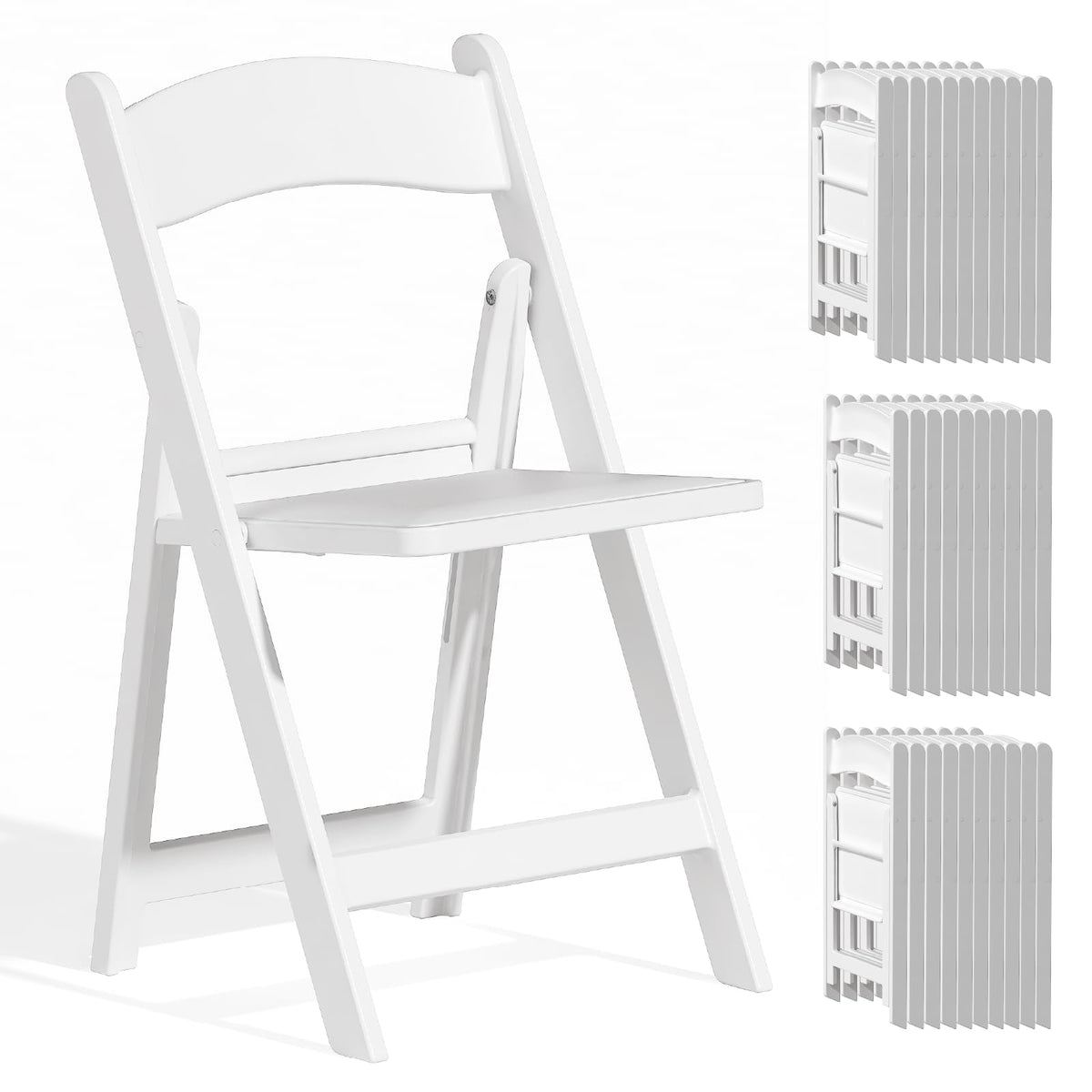 IWDOO 32 Pack Resin Folding Chairs with Cushion - White Folding Chairs, Lightweight Plastic Chairs, Comfortable Foldable Chairs for Wedding, Party, Home, Event, Indoor/Outdoor Use, 600lbs Capacity