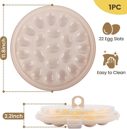 22 HAKSEN Deviled Egg Containers with Lid, Portable Deviled Egg Platter Carrier Holder Trays with Slots for Holiday