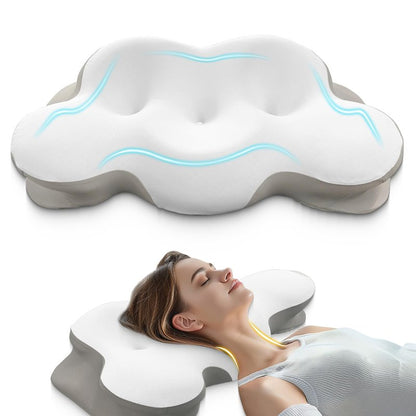 Cervical Neck Pillow, Pillows for Neck and Shoulder Pain, Contour Pillow, Neck Pillows, Pillow for Neck Pain Relief, Side Sleeper Pillows for Adults, Ergonomic Pillow, Memory Foam Pillows(Light_White)