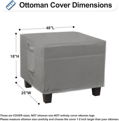 48L 25W 18H Inch, OutdoorLines Outdoor Waterproof Patio Ottoman Covers - Rectangle UV-Proof Patio Side Table Cover