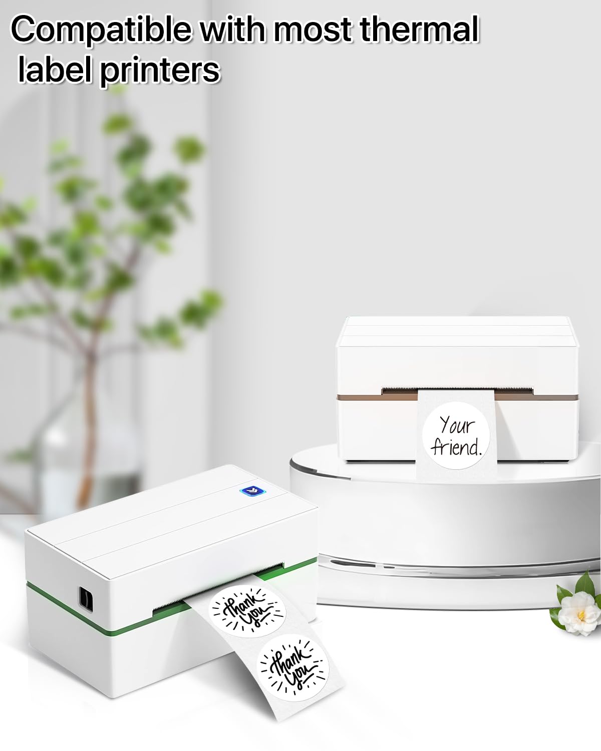 iEager 2 Inch Round Thermal Labels, Circle Thermal Printer Stickers, Durable Circular Label Printer Sticker for Business, Logo, Gift, 500 Labels/Roll, White