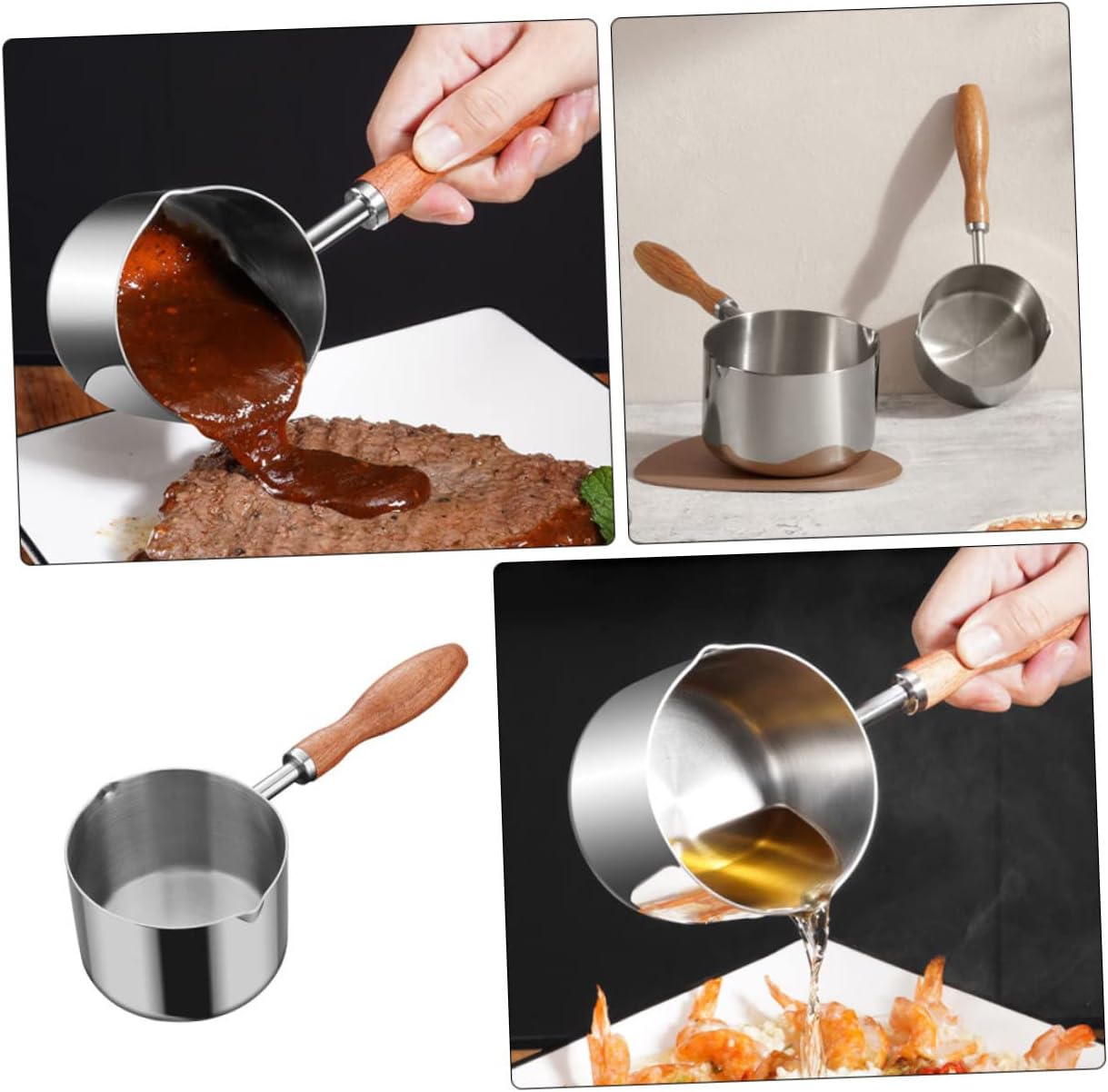 Reusable Oil Pan Casserole Pot, Cooking Pot for Stew, Soup, Ramen, Pasta, Stainless Steel Baby Gravy Pot