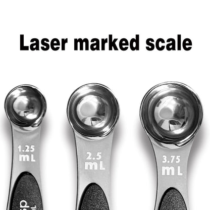 Measuring Cup and Magnetic Measuring Spoons Set, 5 Stainless Steel Nesting Measuring Cup & 7 Double Sided Stackable Magnetic Measuring Spoons & 1 Leveler, for Cooking Dry and Liquid Ingredient