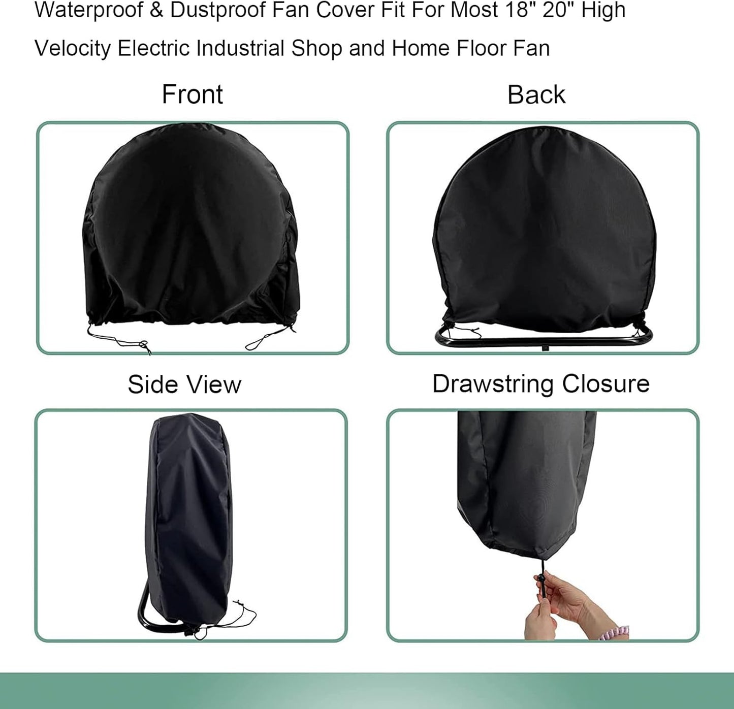 Waterproof & Dustproof Industrial Floor Fan Cover for Most 18" 20" High Velocity Electric Shop and Home Fans