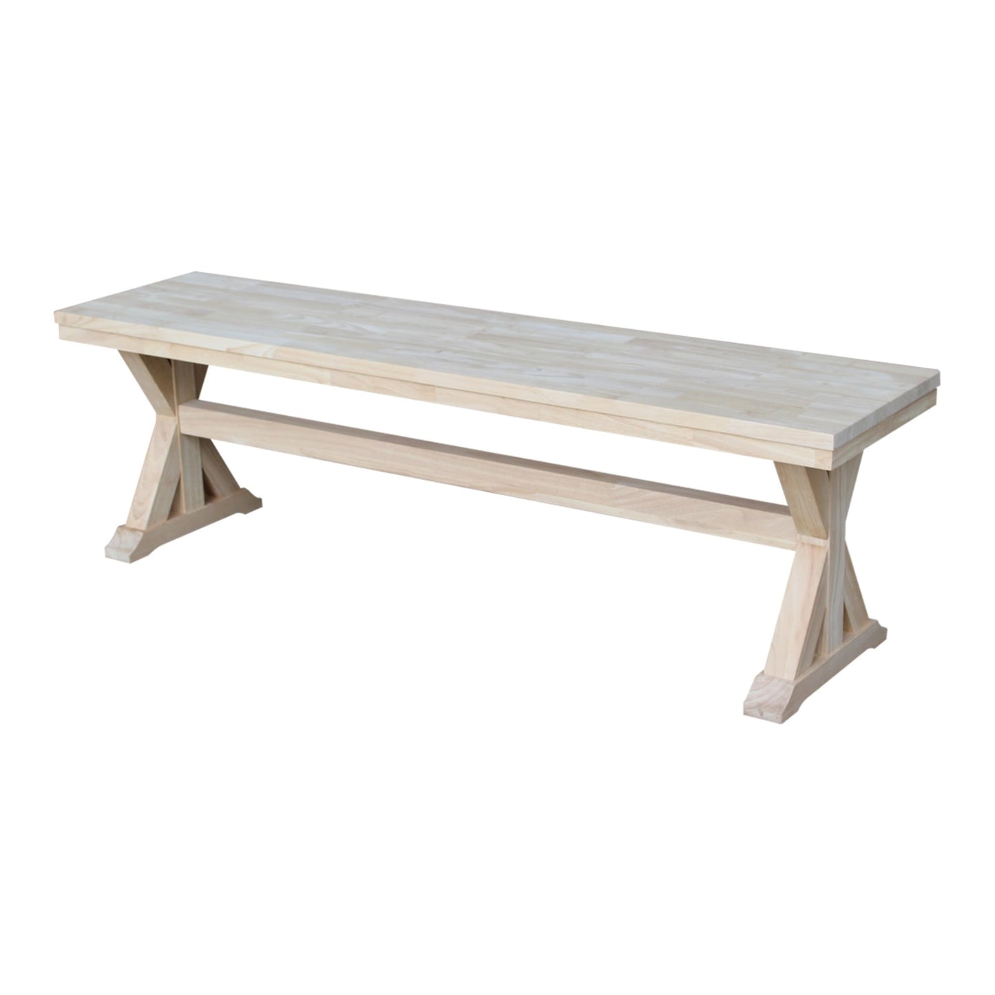 IC International Concepts, Canyon Collection Solid Bench, Solid Real Wood, Sturdy Parawood, Entryway/Dining/Living, 60"W x 14.56"D x 18"H, 450 lbs Weight Capacity, Paint/Stain Ready, Unfinished