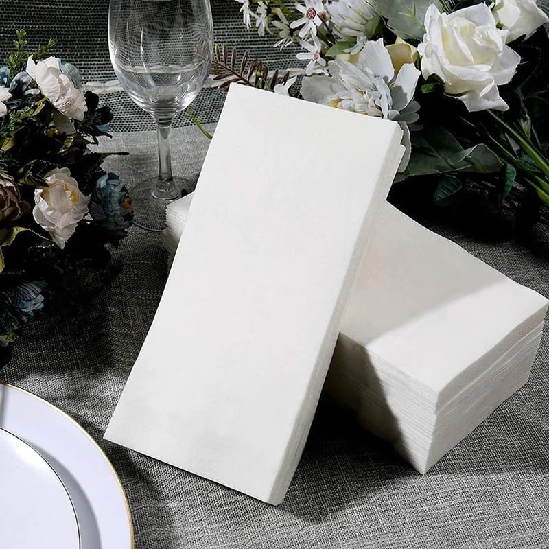 200 Pack Disposable Guest Towels White Dinner Napkins - VALUE SIZE - Elegant, Super Soft & Absorbent - Dining