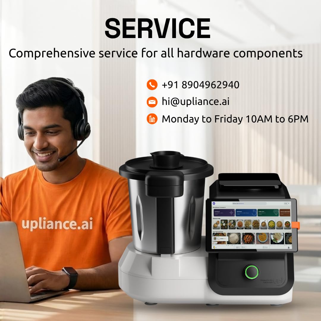 upliance AI Cooking Assistant | 750+ Recipes | AI Powered | 12 Modes | Weighing Scale | App & WiFi | 220-240V | Use with Transformer in USA.