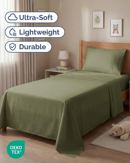 Hotel Luxury Twin Size 3-Piece Sheet Set by [Brand Name] - Comfy, Breathable & Cooling - Deep Pockets, Soft & Wrinkle-Free in Sage Green