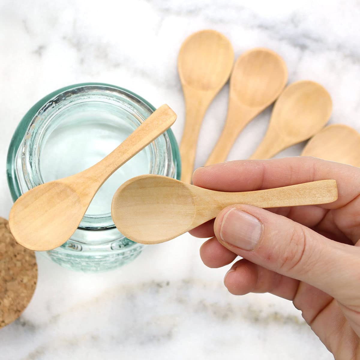 Small Wooden Spoons 50 PCS Mini Wooden Spoons for Body Scrubs/Sugar Scrubs/Spices/Ice Cream/Bath Salts, 3.93inch Little Wooden Spoon