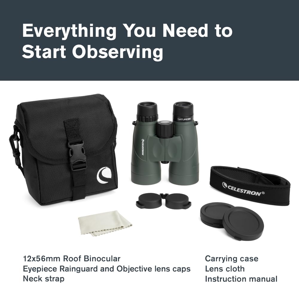 Celestron - Nature DX 12x56 Binoculars – Powerful and Bright for Long-Range Viewing – 56mm Objective Lenses – 12x Magnification – Fully Multi-Coated – Waterproof and Fogproof – Tripod Adaptable