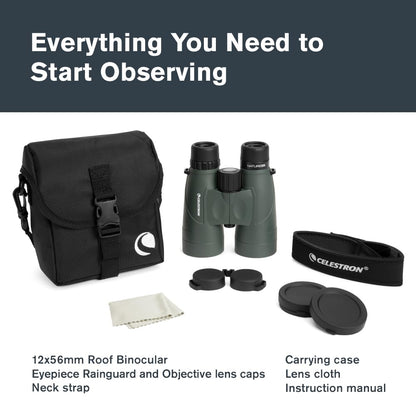 Celestron - Nature DX 12x56 Binoculars – Powerful and Bright for Long-Range Viewing – 56mm Objective Lenses – 12x Magnification – Fully Multi-Coated – Waterproof and Fogproof – Tripod Adaptable