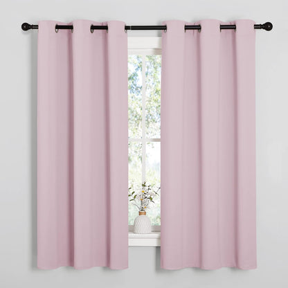 NICETOWN Blackout Curtains - Thermal Insulated Solid Grommet Drapes | Baby Pink, 42 x 63 Inches (1 Pair)