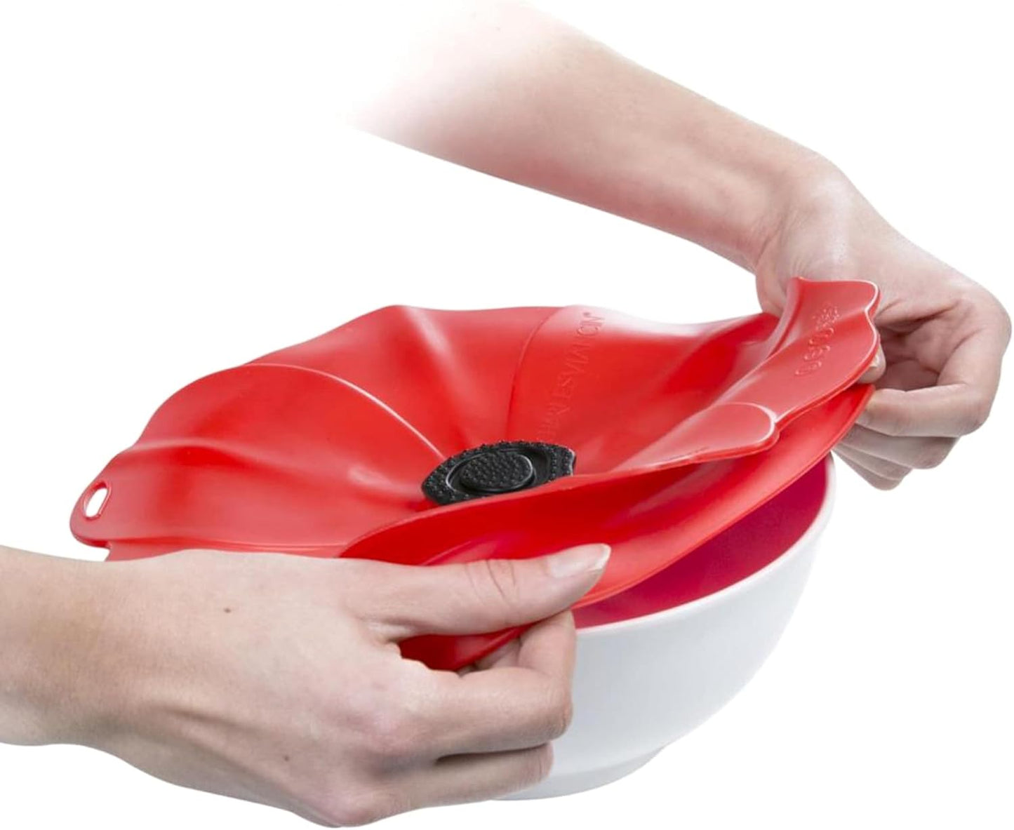 Charles Viancin Poppy Pop Silicone Lid for Food Storage - 11''/28cm, Airtight Seal, BPA-Free, Red Scarlet