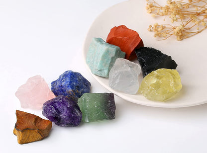 MAIBAOTA Natural Chakra Crystals Bulk Raw Healing Crystal Stones 1" Raw Rough Gemstones Rocks for Tumbling Polishing Cutting Reiki Witch Quartz Crystals