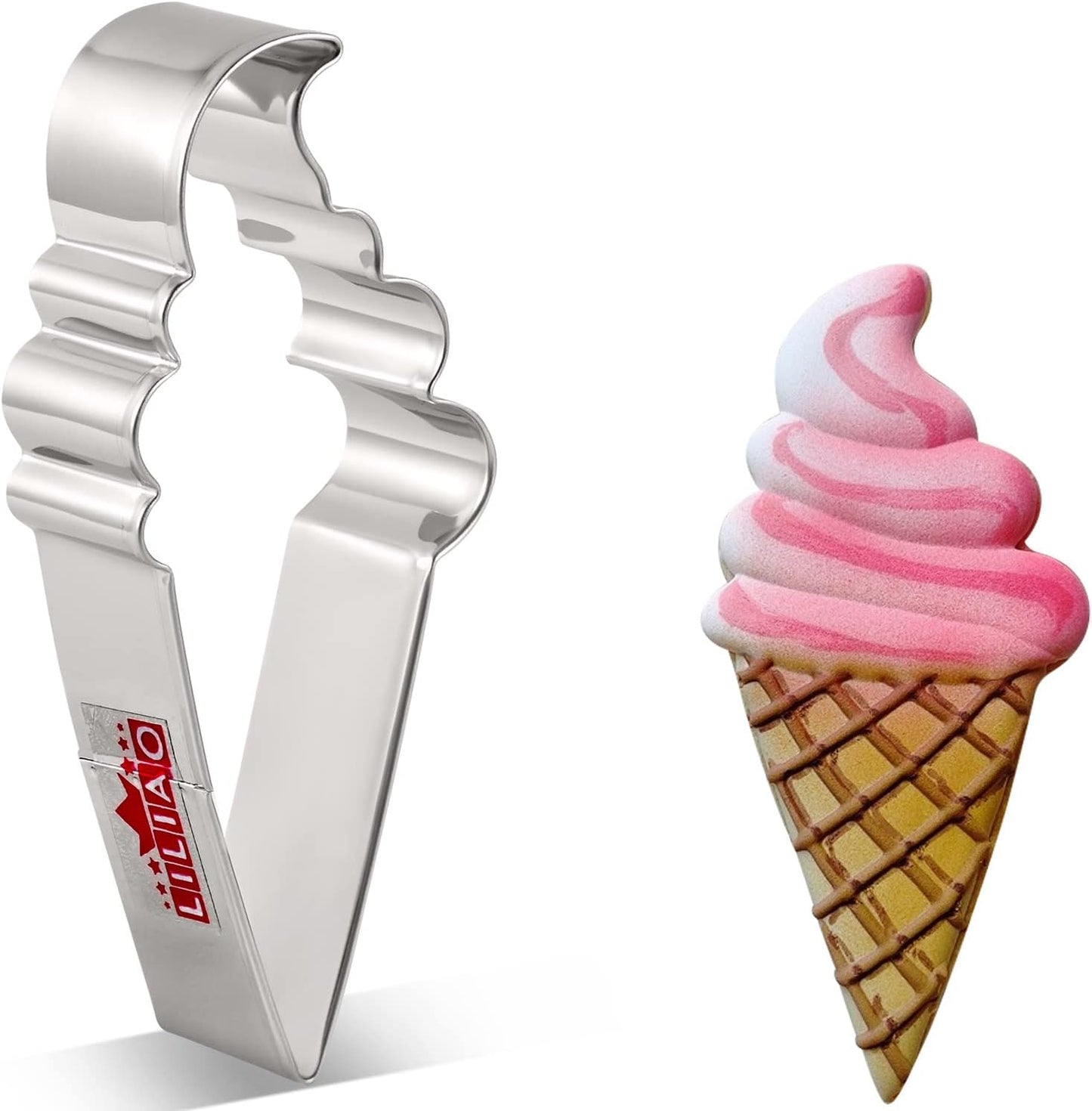 LILIAO Ice Cream Cookie Cutter for Summer, 1.9 x 4.5 inches, Stainless Steel