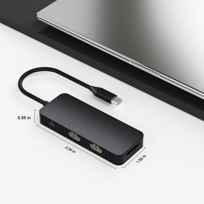 Laptop Docking Station Dual Monitor for Dell/HP/Lenovo/Mac, HDMI Splitter for Dual Monitors Extended Display, Dual Monitor Adapter 4K@60hz, USB C Docking Station for Laptop with HDMI/USB/PD/SD/TF