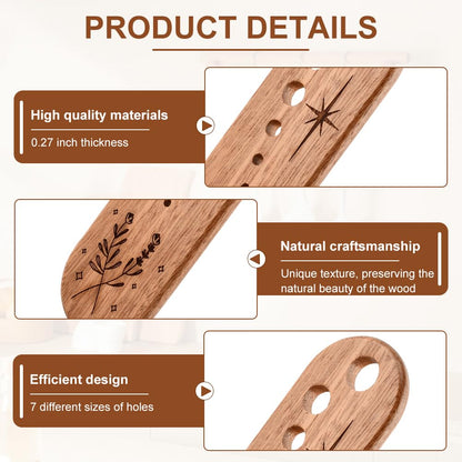 Wooden Vegetable Leaf Separator, 7 Holes Pottery Herb Stripper Tool Supplies, Exquisite Herb Stripper Bowl Gifts with Storage Case for Home Use & Chefs(SIZE:1PC)