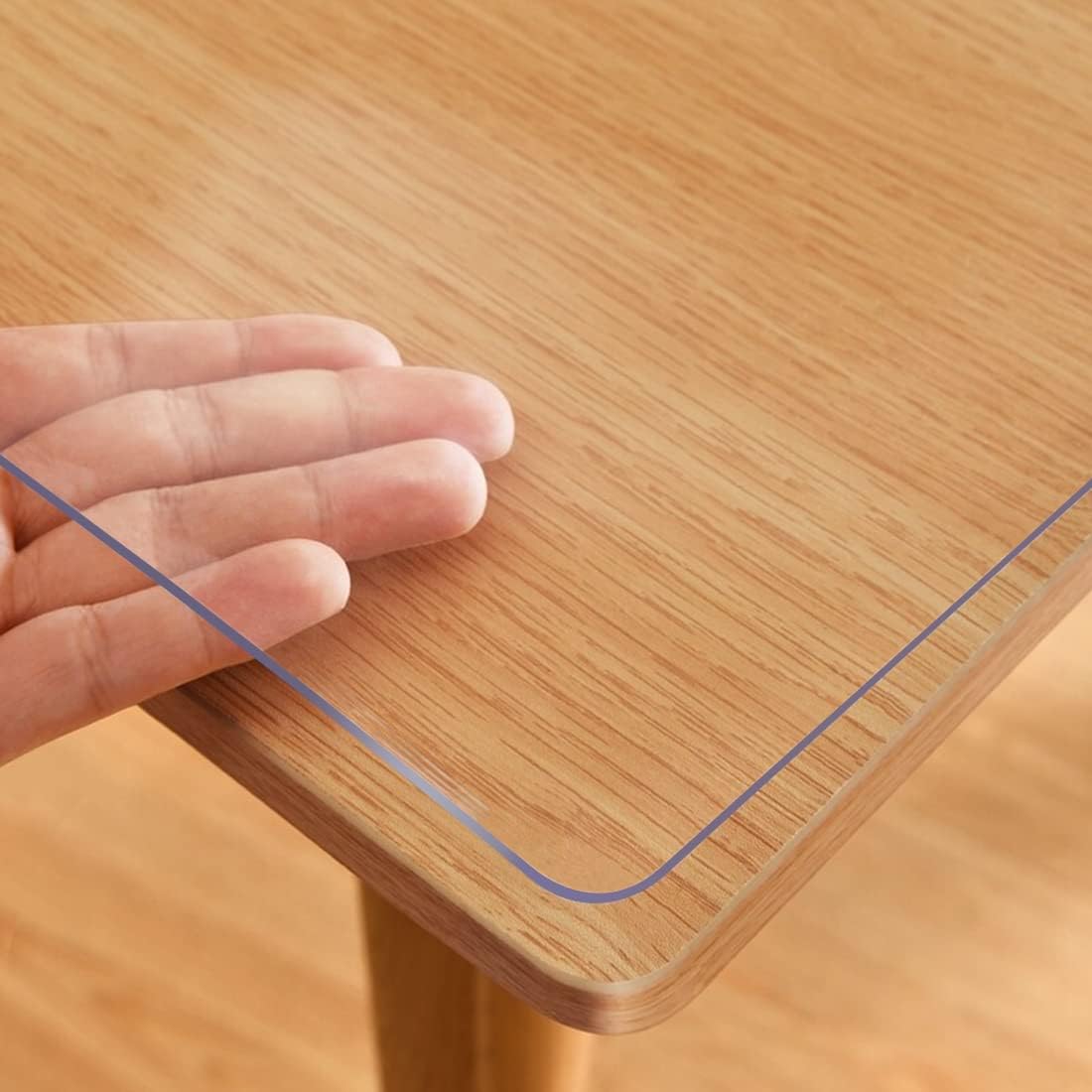 VeeCano 48X48 Inch 1.5mm Clear Plastic Table Cover Protector Dining Room Tablecloth Clear Table Pad Heat Resistant
