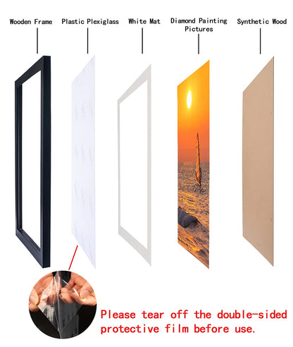 ZZFQXZ 12x16 Frames for Diamond Painting 30x40cm Diamond Art Frame Display Picture 10x14inch/25x35cm with Mat, 12x16inch/30x40cm Solid Wood Frame Black (ZK002